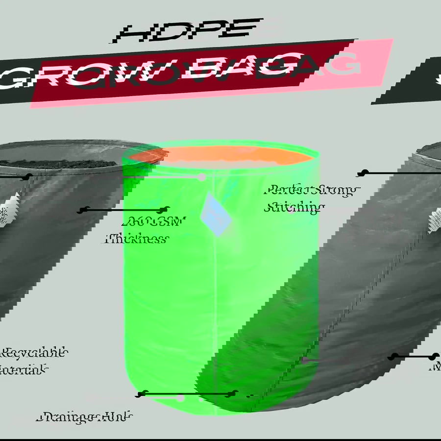 Premium 260 GSM Green HDPE UV-Protected Round Grow Bags for Durable Terrace and Vegetable Gardening - Reliable for All Plants! - Singhal Mart