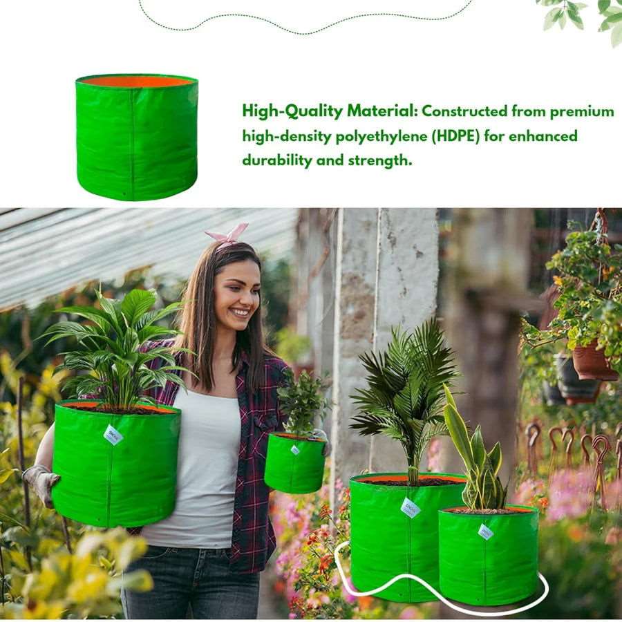 Premium 260 GSM Green HDPE UV-Protected Round Grow Bags for Durable Terrace and Vegetable Gardening - Reliable for All Plants! - Singhal Mart