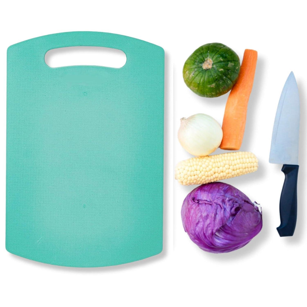 Premium Plastic Cutting Board with Handle – Food-Safe and BPA-Free, Perfect for Kitchen Use with Vegetables and Fruits, Dishwasher Safe, Medium Green - Singhal Mart
