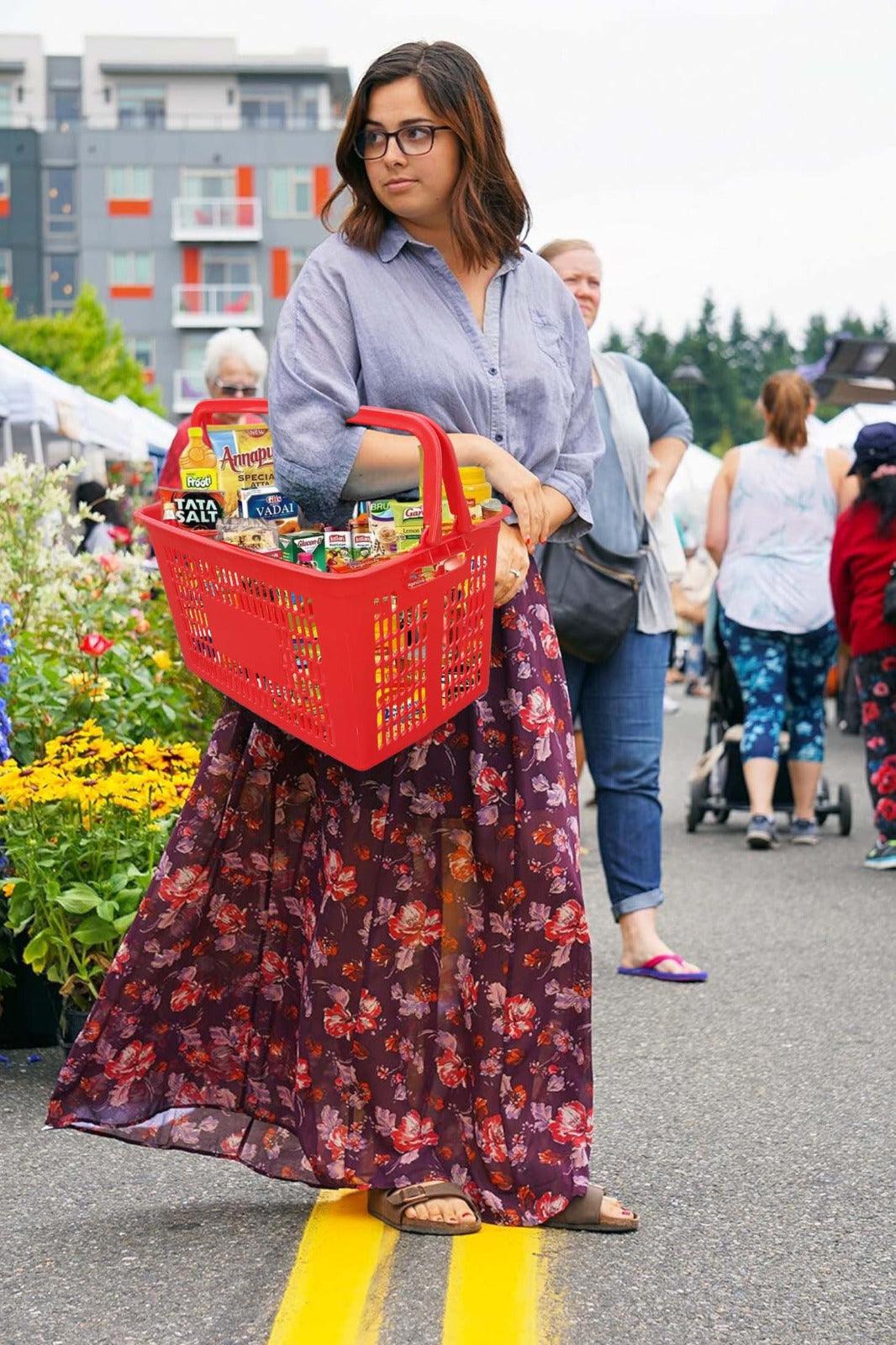 Red Color Personal Shopping Cart for Carry away & store in Car boot space - Singhal Mart
