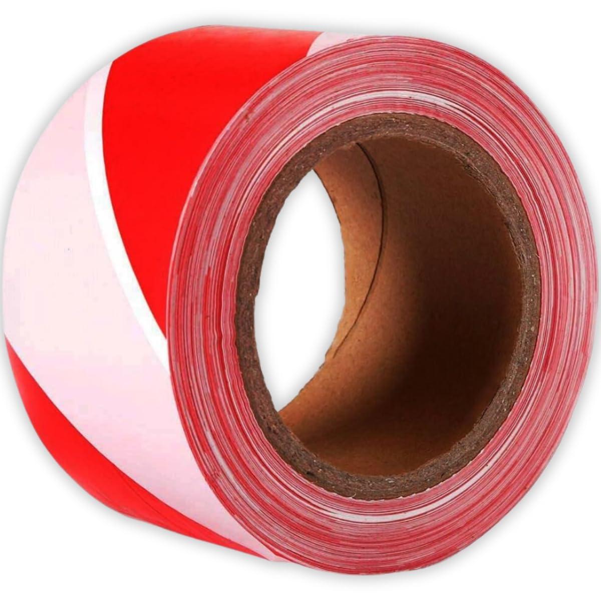 Red and White Barricading Tape, Warning Tape 3 inch x 250 Meter - Pack of 3 - Singhal Mart