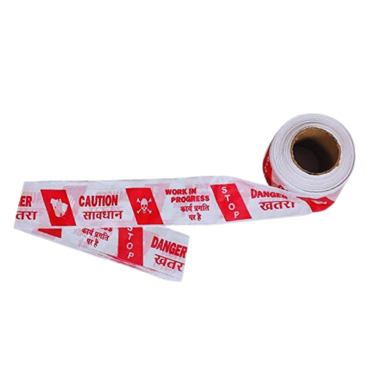 Red and White Caution Tape - 150 Meters Long, 3 Inches Wide (Pack of 1) - Singhal Mart