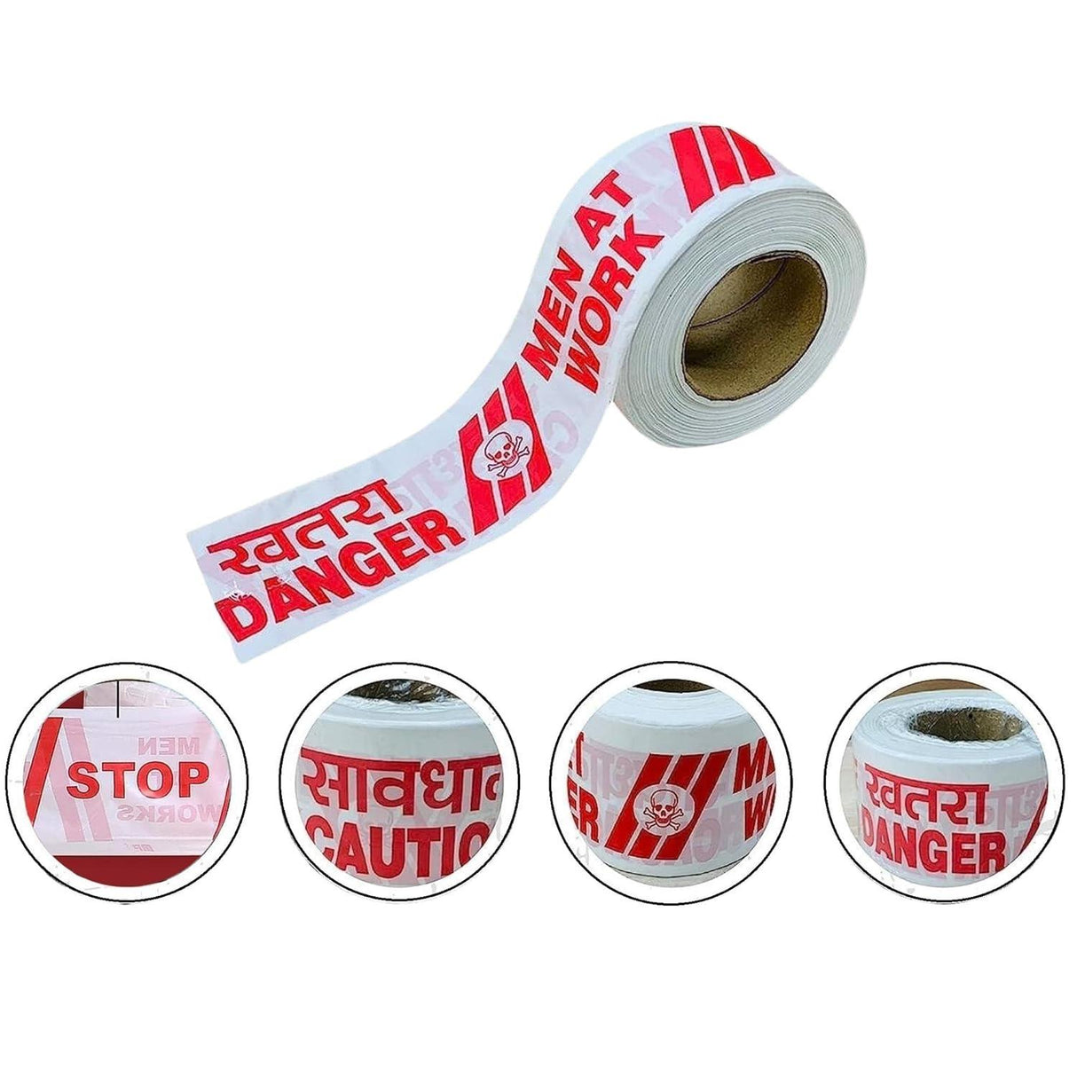 Red and White Caution Tape - 150 Meters Long, 3 Inches Wide (Pack of 1) - Singhal Mart