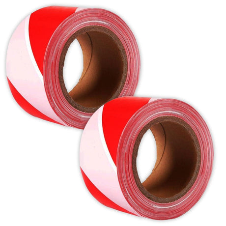 Red and White Safety Warning Tape Roll - 3 Inch Width, 150 Meter Length pack of 2 - Singhal Mart