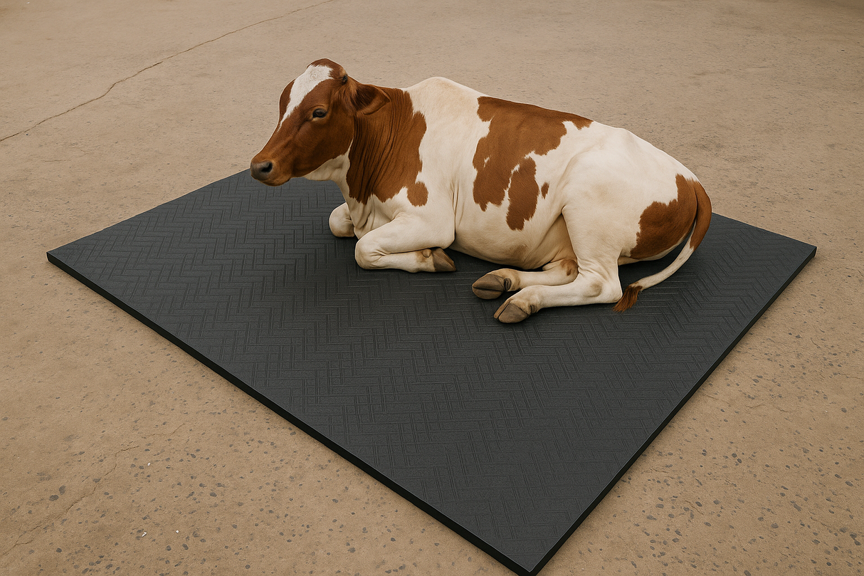 Cow-Mat Animal Feeding Mat, measuring 8 x 5 feet, designed to enhance comfort and efficiency for your livestock feeding needs