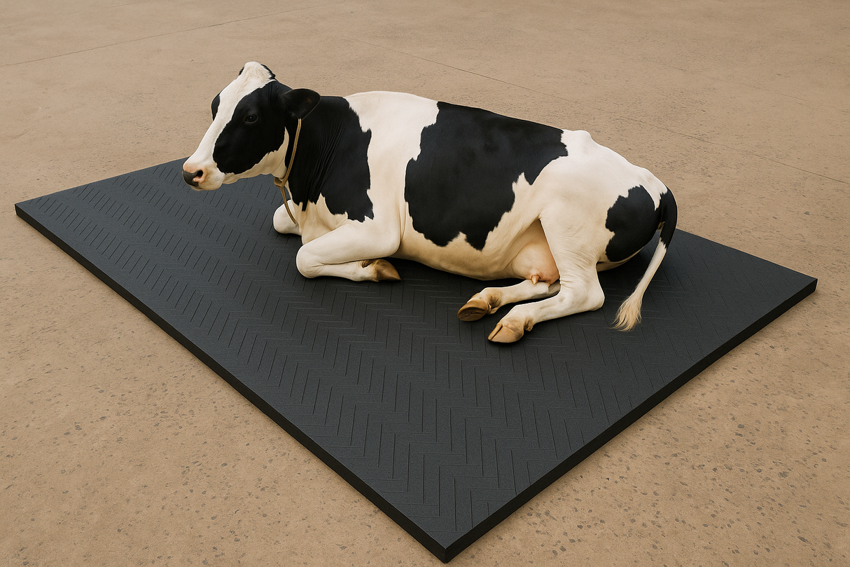 Cow-Mat Animal Feeding Mat, measuring 8 x 5 feet, designed to enhance comfort and efficiency for your livestock feeding needs