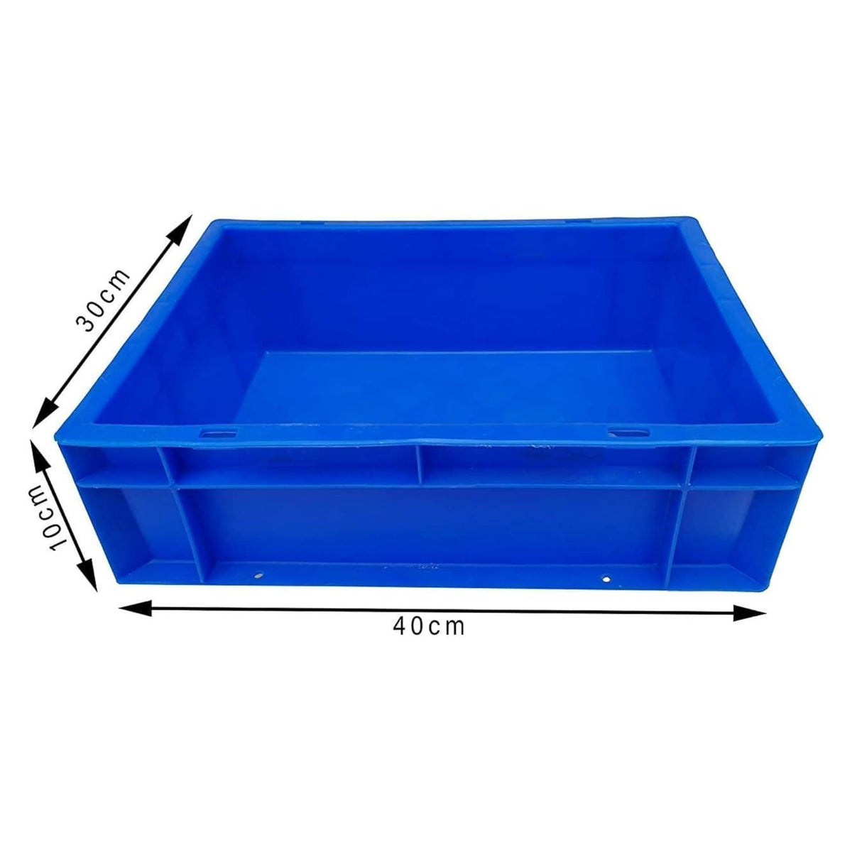 SINGHAL 10-Pack Heavy Duty Blue Plastic Crates, 40x30x12 CM | Versatile Storage Bins for Fruits, Vegetables, Milk, and More | Shelf Baskets - Singhal Mart