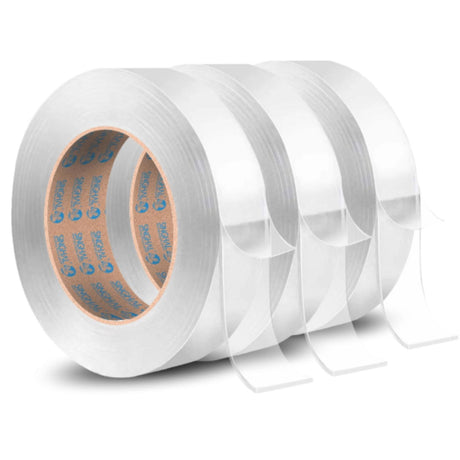 SINGHAL 3 Meters Silicone Double-Sided Tape, Pack of 3 | Super Sticky Gel Grip, Washable, Reusable, No Residue – Versatile Tape for Home & Office - Singhal Mart