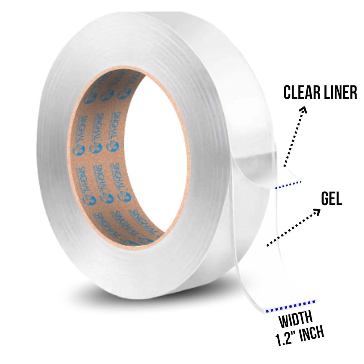SINGHAL 3 Meters Silicone Double-Sided Tape, Pack of 3 | Super Sticky Gel Grip, Washable, Reusable, No Residue – Versatile Tape for Home & Office - Singhal Mart