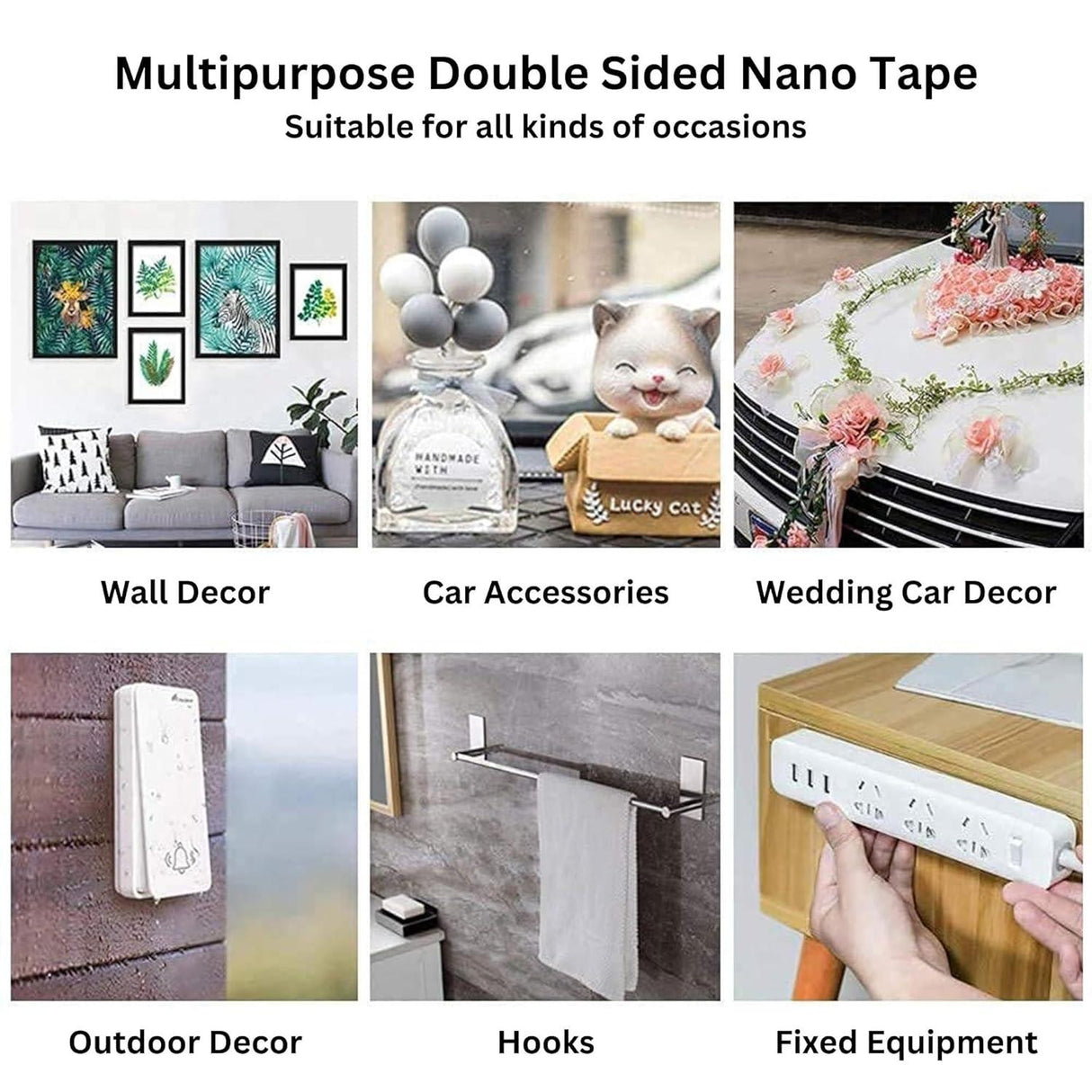 SINGHAL 3 Meters Silicone Double-Sided Tape, Pack of 3 | Super Sticky Gel Grip, Washable, Reusable, No Residue – Versatile Tape for Home & Office - Singhal Mart