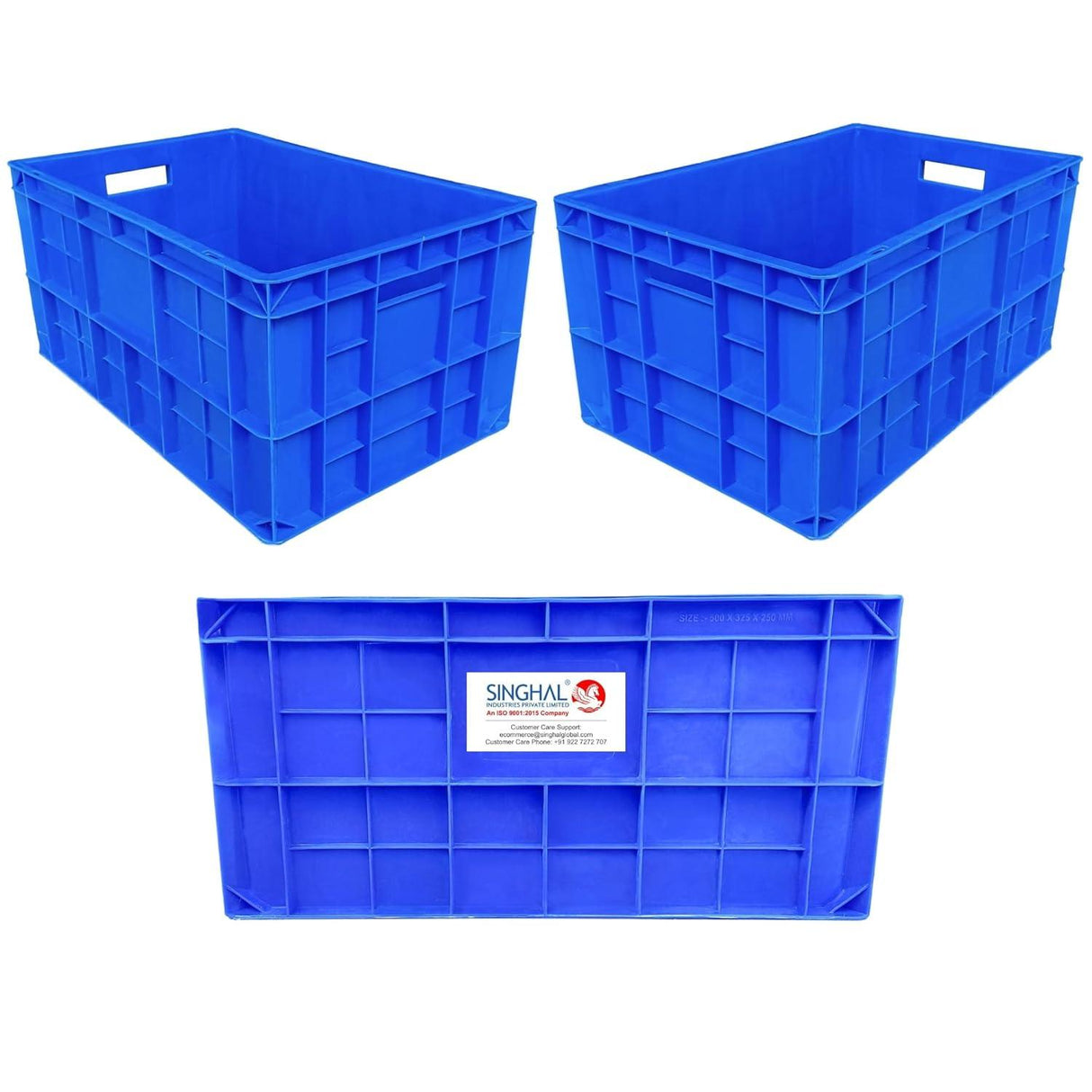 SINGHAL 50x32.50x25 CM Heavy Duty Plastic Crates - Multipurpose Storage Bin for Vegetables, Fruits, Milk | Pack of 3 Large Shelf Baskets - Singhal Mart
