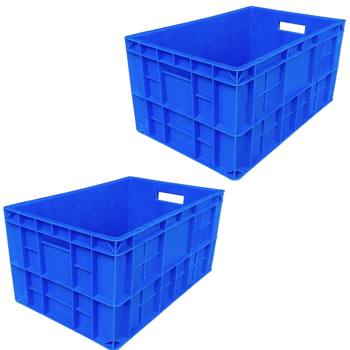 SINGHAL 50x32.5x25 CM Multipurpose Heavy Duty Plastic Crates | Storage Crates | Shelf Basket, Large Bin for Vegetables, Fruits, Milk (Pack of 2) - Singhal Mart