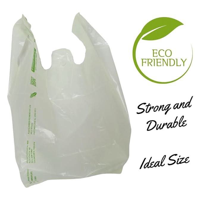 SINGHAL Biodegradable Carry Bags | Certified Compostable Carry Bag | 100 % Eco Friendly Shopping Bags for Home, Grocery Store - Singhal Mart