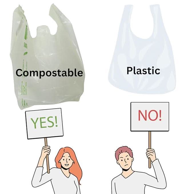 SINGHAL Biodegradable Carry Bags | Certified Compostable Carry Bag | 100 % Eco Friendly Shopping Bags for Home, Grocery Store - Singhal Mart
