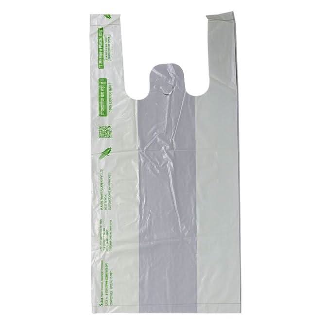 SINGHAL Biodegradable Carry Bags | Certified Compostable Carry Bag | 100 % Eco Friendly Shopping Bags for Home, Grocery Store - Singhal Mart