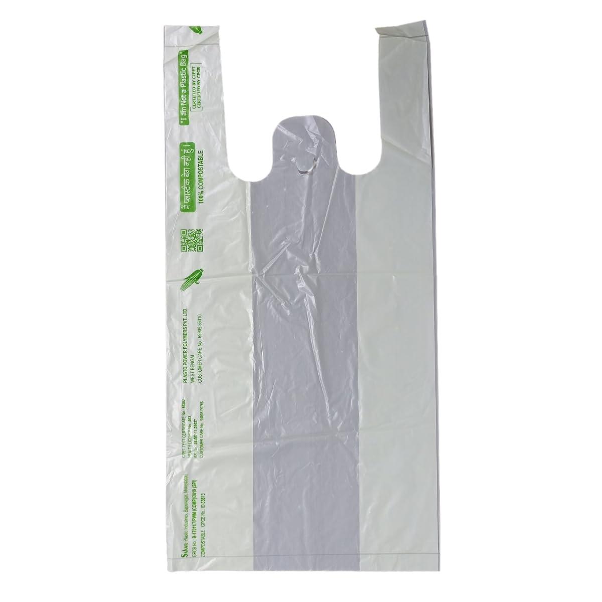 SINGHAL Biodegradable Carry Bags | Certified Compostable Carry Bag | Eco Friendly Shopping Bags for Home, Grocery Store Bag - Pack of 200 Bags 9x13 Inches - Singhal Mart