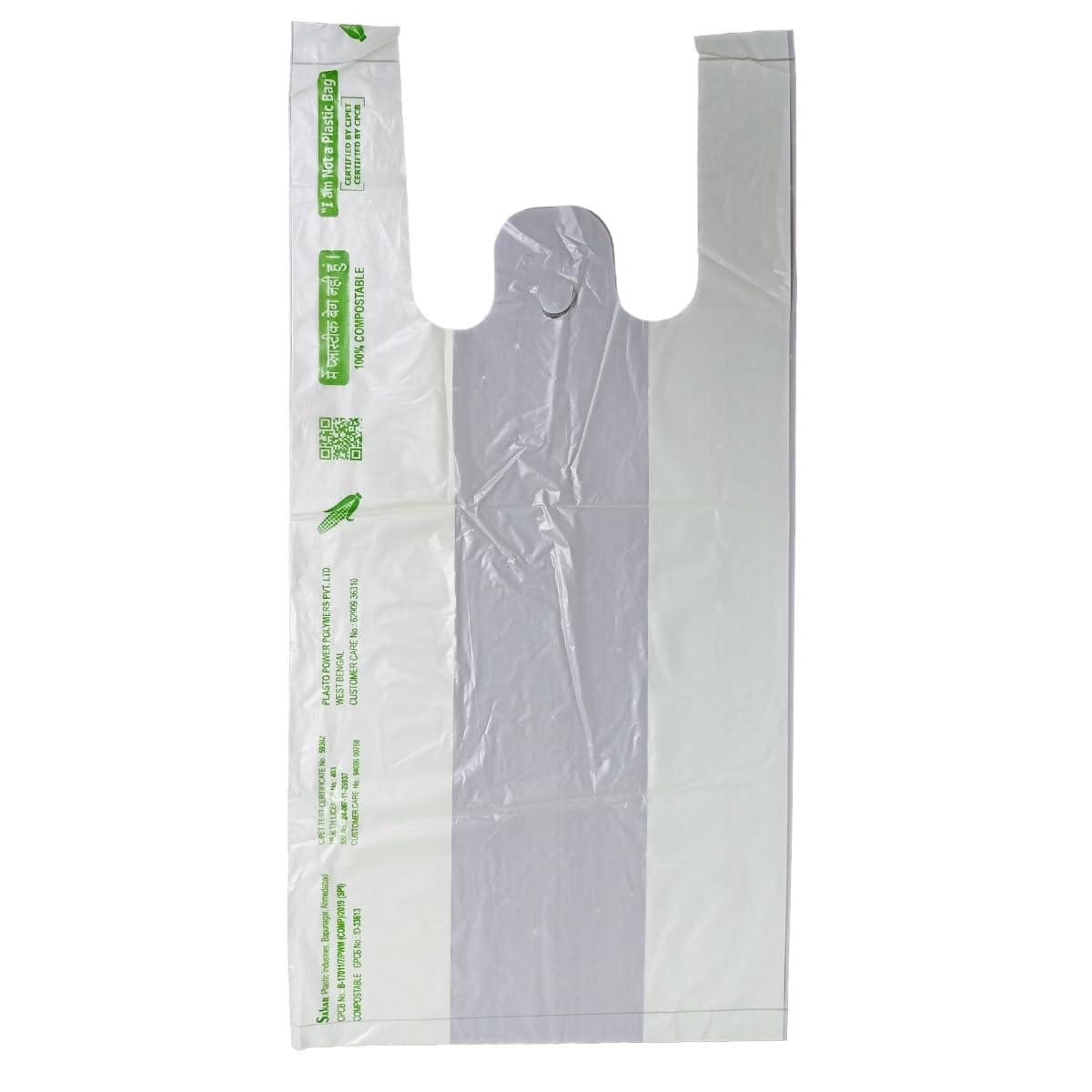 SINGHAL Biodegradable Carry Bags | Certified Compostable Carry Bag | Eco Friendly Shopping Bags for Home, Grocery Store Bag - Pack of 200 Bags 9x13 Inches - Singhal Mart