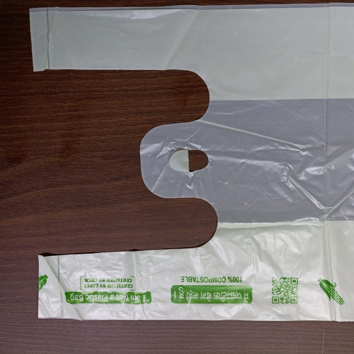 SINGHAL Biodegradable Carry Bags | Certified Compostable Carry Bag | Eco Friendly Shopping Bags for Home, Grocery Store Bag - Pack of 200 Bags 9x13 Inches - Singhal Mart