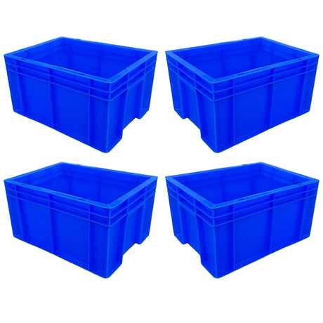 SINGHAL Blue Heavy-Duty Plastic Crates, 40x30x22 CM, Set of 4 – Versatile Storage Baskets for Vegetables, Fruits, Milk, and More - Singhal Mart