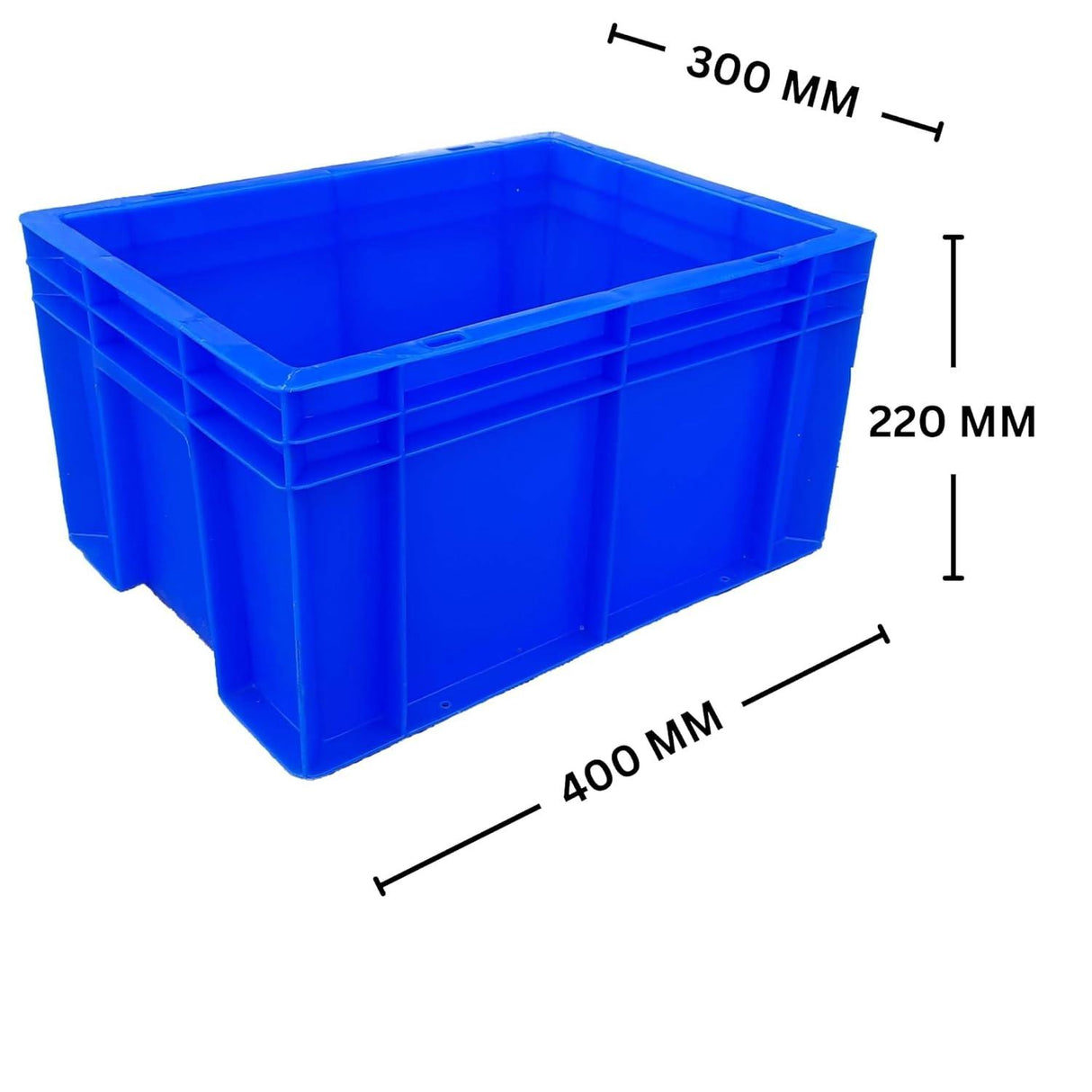 SINGHAL Blue Heavy-Duty Plastic Crates, 40x30x22 CM, Set of 4 – Versatile Storage Baskets for Vegetables, Fruits, Milk, and More - Singhal Mart