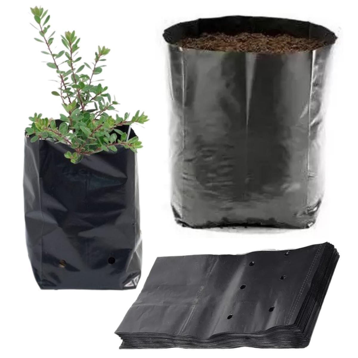 SINGHAL HDPE UV-Resistant Black Poly Grow Bags | 14x14 inches, Pack of 25 | Ideal for Home & Terrace Gardens - Singhal Mart