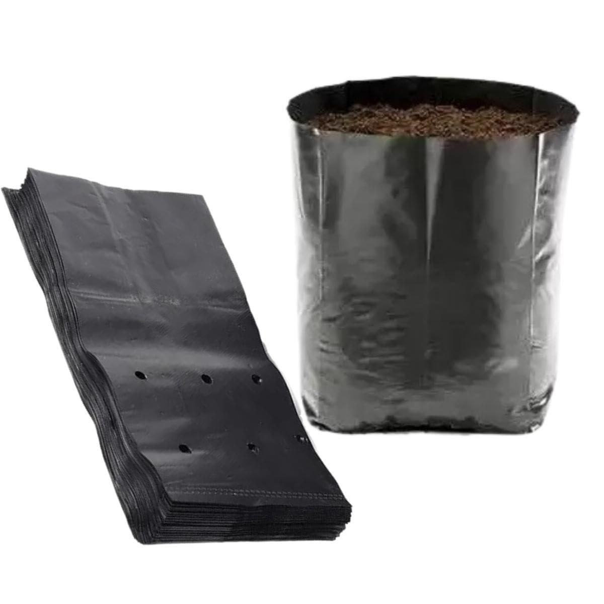 SINGHAL HDPE UV-Resistant Black Poly Grow Bags | 8x9, 25-Pack for Garden & Nursery - Singhal Mart