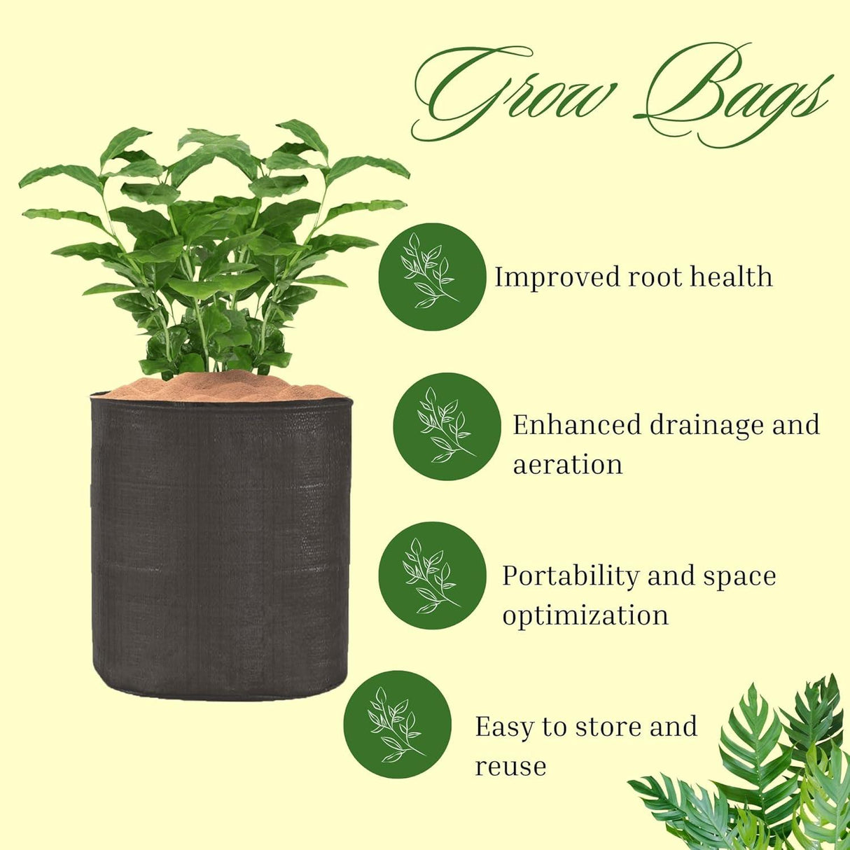 SINGHAL HDPE UV-Resistant Round Grow Bags 24x24 Inch, Black, Pack of 10 – Ideal for Terrace & Veggie Gardens - Singhal Mart