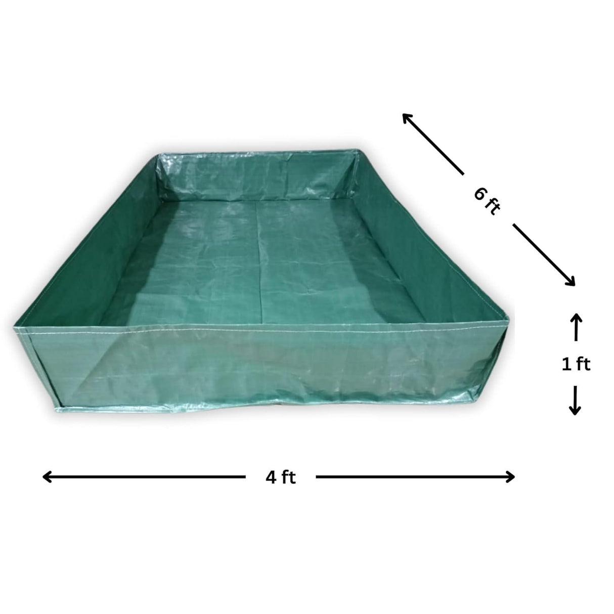 SINGHAL HDPE UV Protected Green Color Rectangular Plants Grow Bags, 6x4x1 Ft - Ideal for Vegetable Terrace Gardening (6 x 4 x 1 Feet) - Singhal Mart