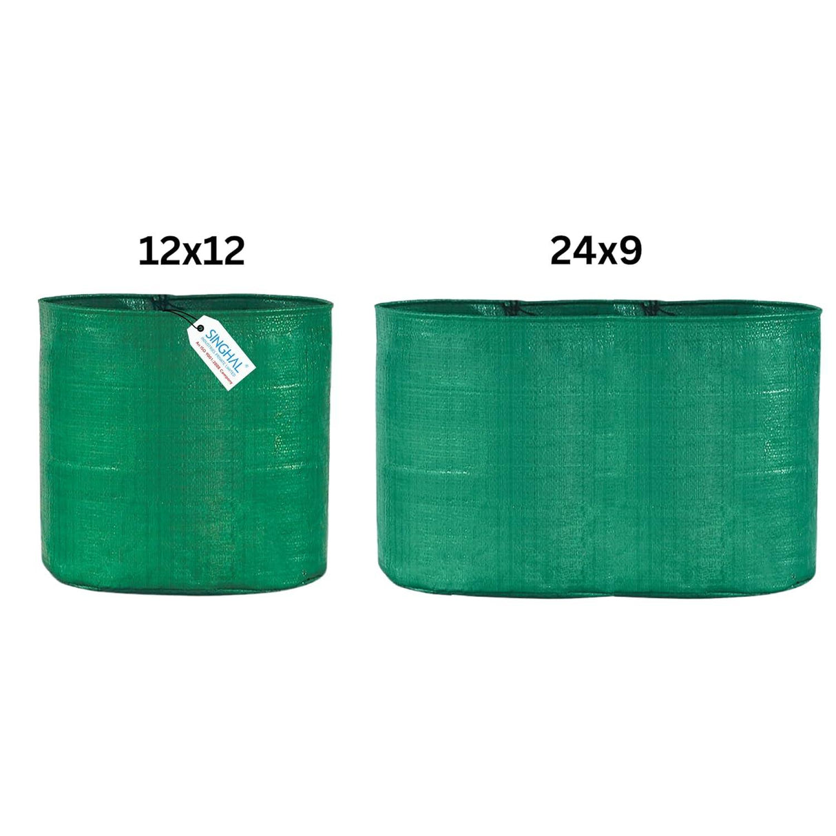 SINGHAL HDPE UV Protected Green Grow Bags Combo, 12x12" & 24x9" | 1 Bag Each | Pack of 2 - Singhal Mart