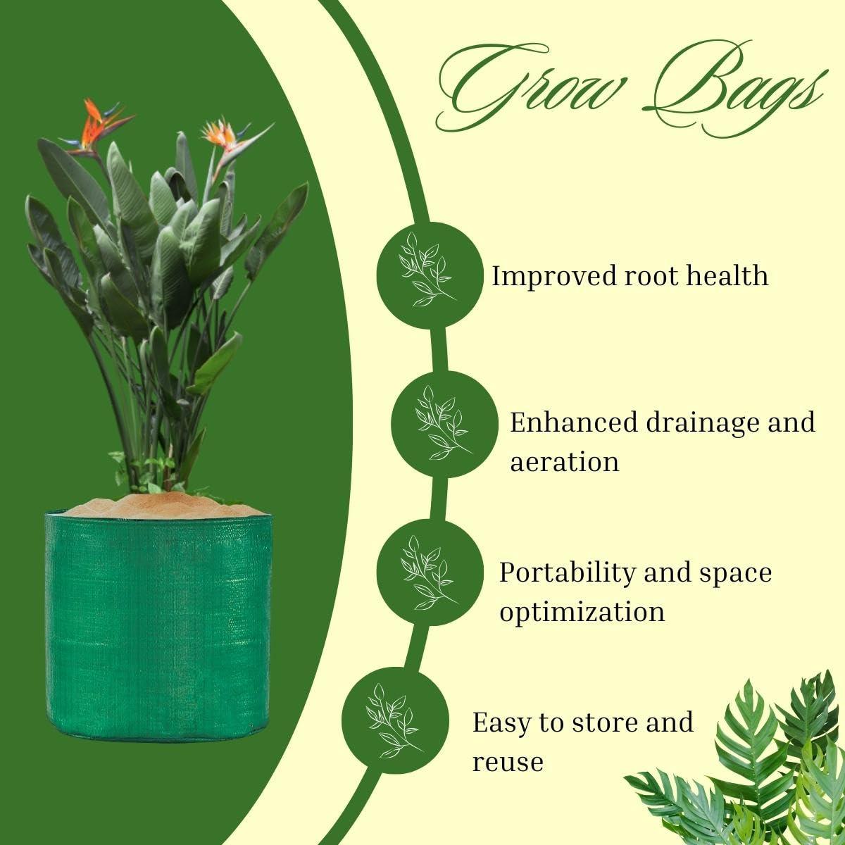 SINGHAL HDPE UV Protected Green Grow Bags Combo, 12x12" & 24x9" | 1 Bag Each | Pack of 2 - Singhal Mart