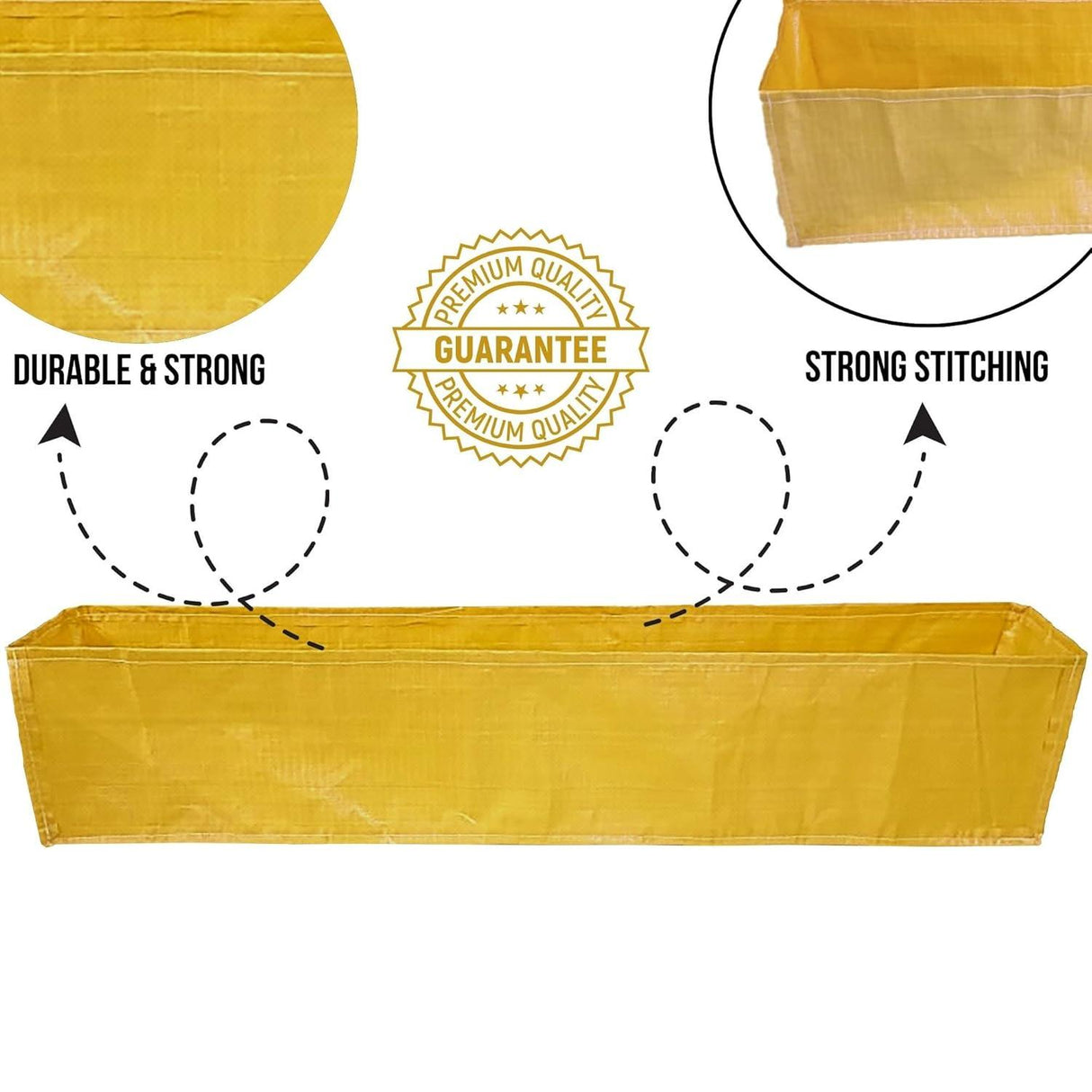 SINGHAL HDPE UV Protected Rectangular Grow Bags 60x12x12 Inches, Ideal for Terrace and Vegetable Gardening (Yellow) - Singhal Mart