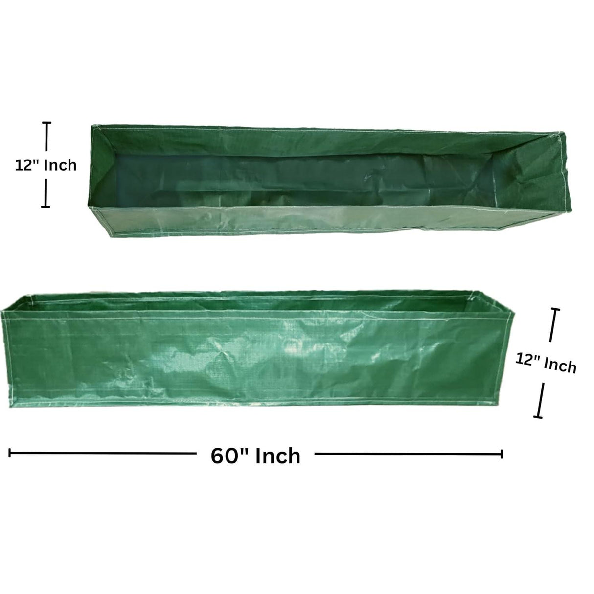 SINGHAL HDPE UV Protected Rectangular Grow Bags 60x12x12 Inches Pack of 2, Ideal for Terrace and Vegetable Gardening (Green) - Singhal Mart