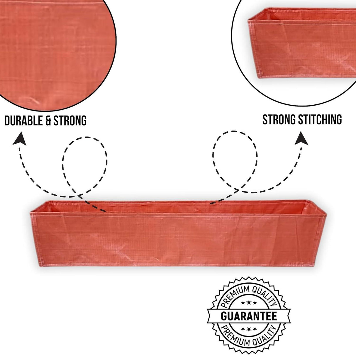 SINGHAL HDPE UV Protected Rectangular Grow Bags 60x12x12 Inches Pack of 2, Ideal for Terrace and Vegetable Gardening (Orange) - Singhal Mart