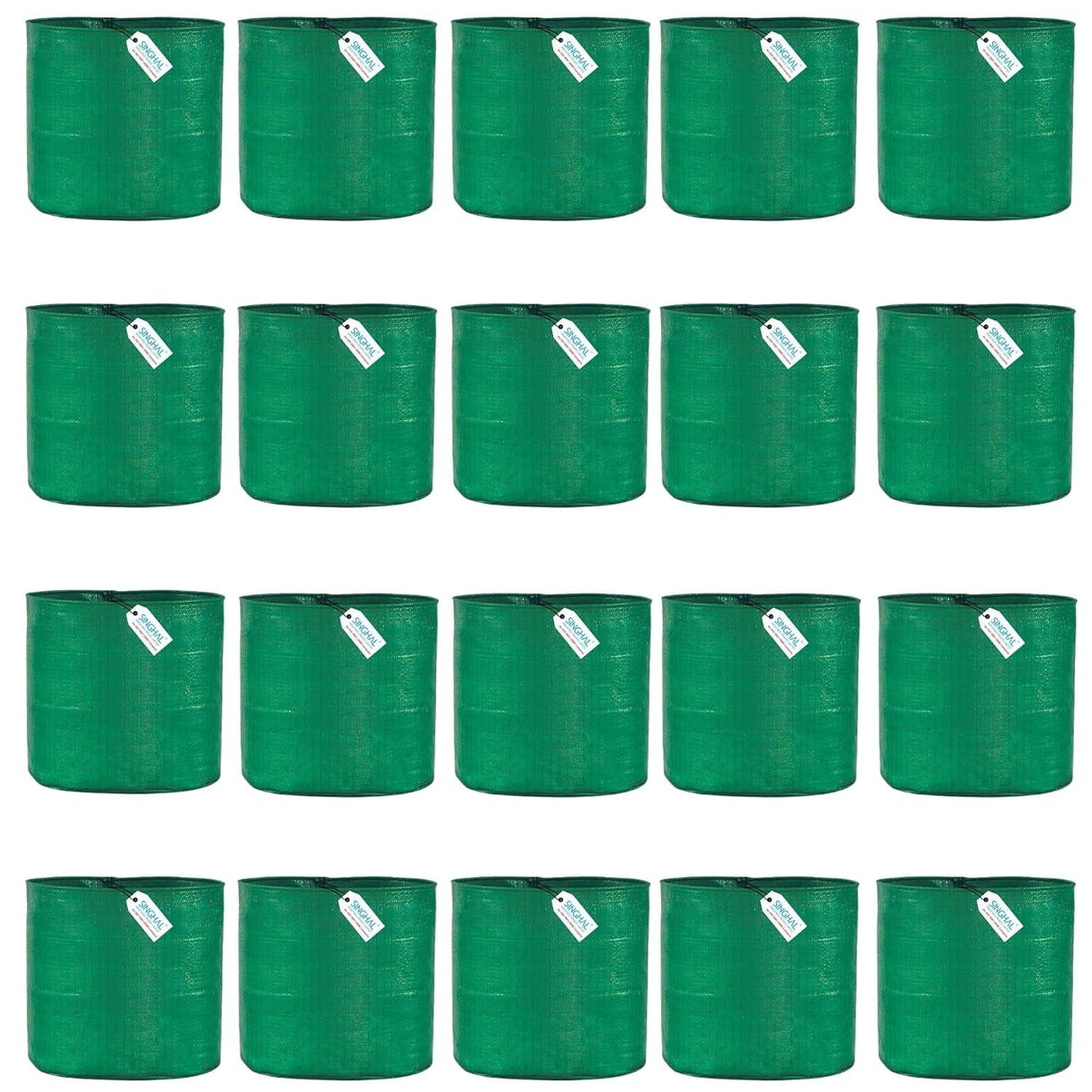SINGHAL HDPE UV Protected Round Plants Grow Bags 12x12 Inch Pack of 20 Green Colour Suitable for Terrace and Vegetable Gardening - Singhal Mart