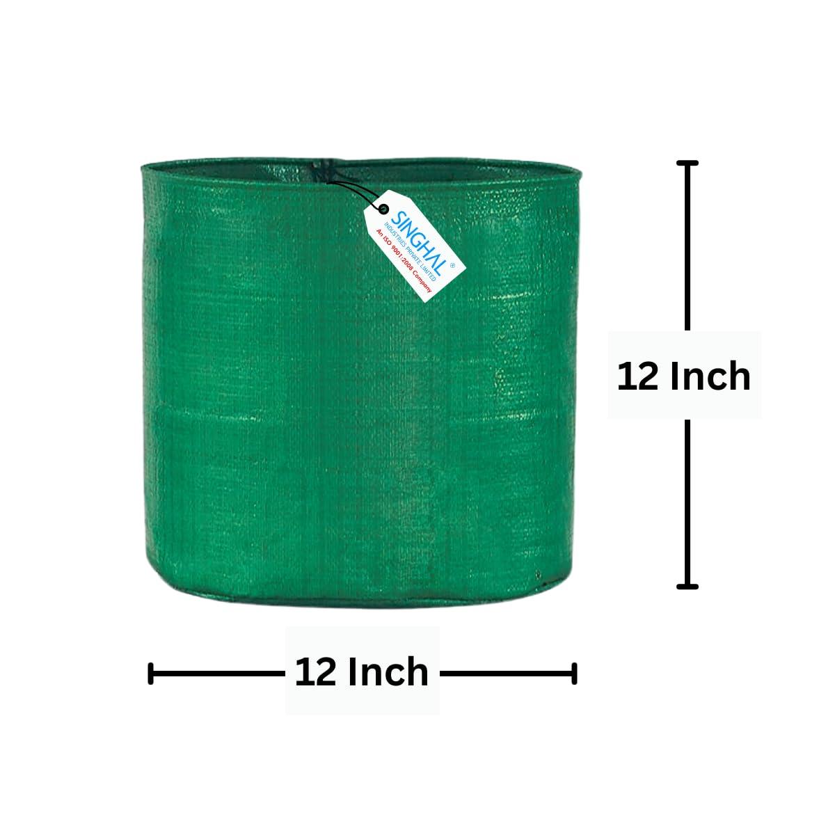 SINGHAL HDPE UV Protected Round Plants Grow Bags 12x12 Inch Pack of 20 Green Colour Suitable for Terrace and Vegetable Gardening - Singhal Mart