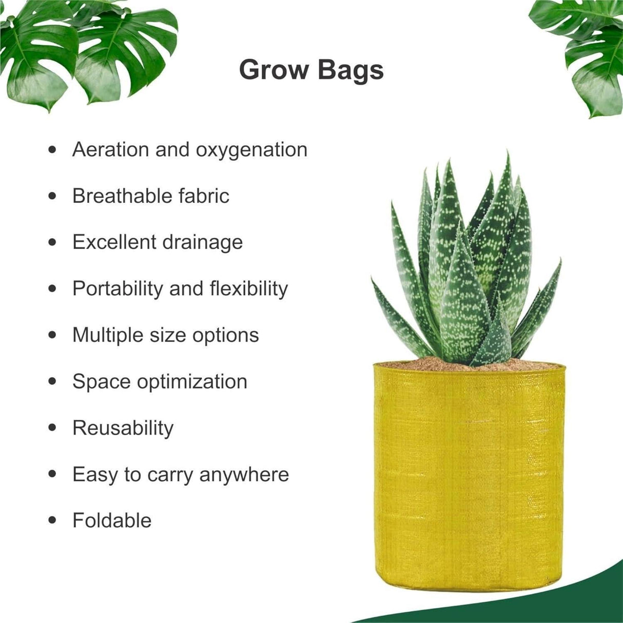 SINGHAL HDPE UV Protected Round Plants Grow Bags 15x12 Inches, Yellow Colour Ideal for Terrace and Vegetable Gardening Pack of 4 - Singhal Mart