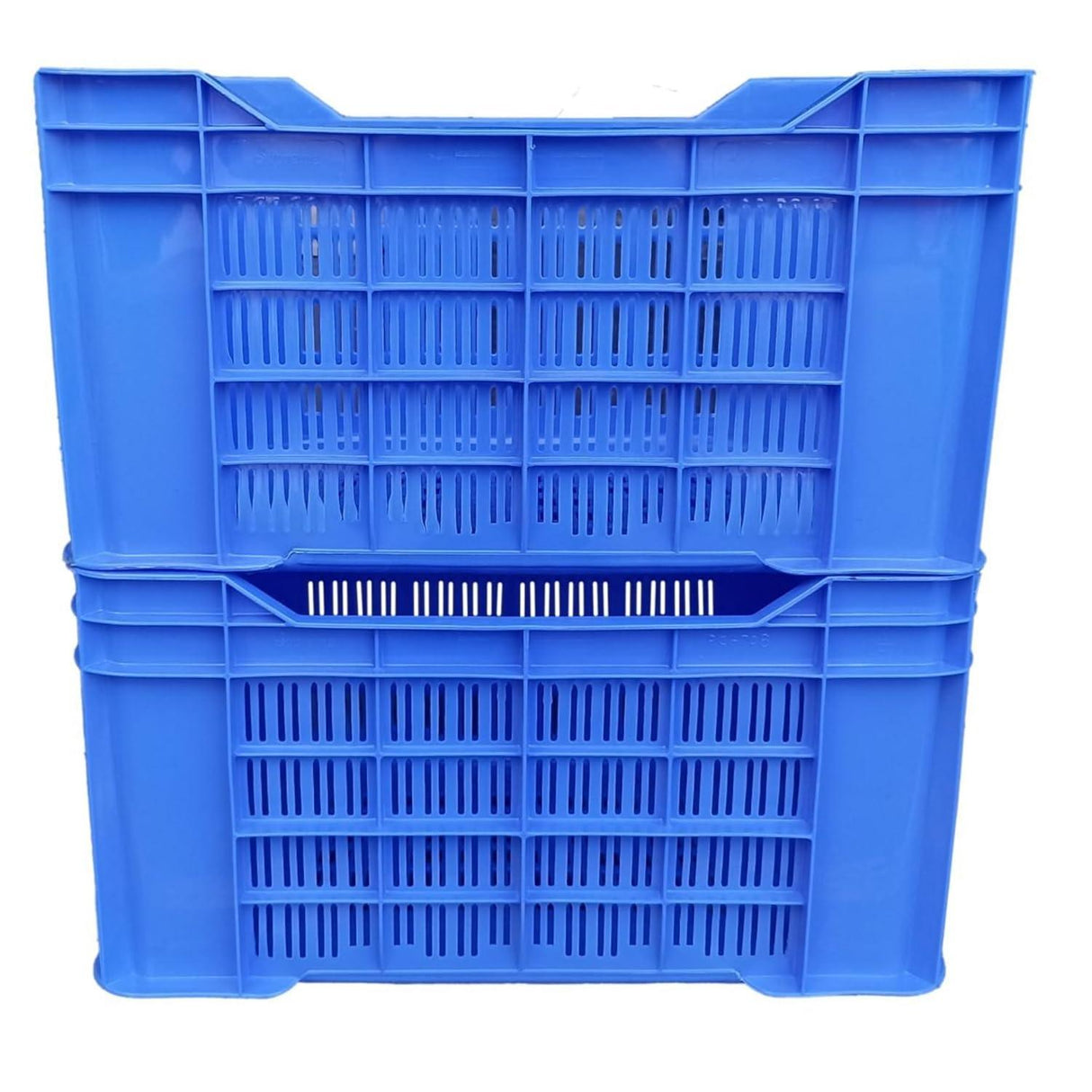 SINGHAL Heavy-Duty Big Blue Portable Plastic Crate 54x36x29 CM | Storage Crate for Vegetables, Fruits, Milk | Combo Pack of 2 | Large Shelf Basket - Singhal Mart