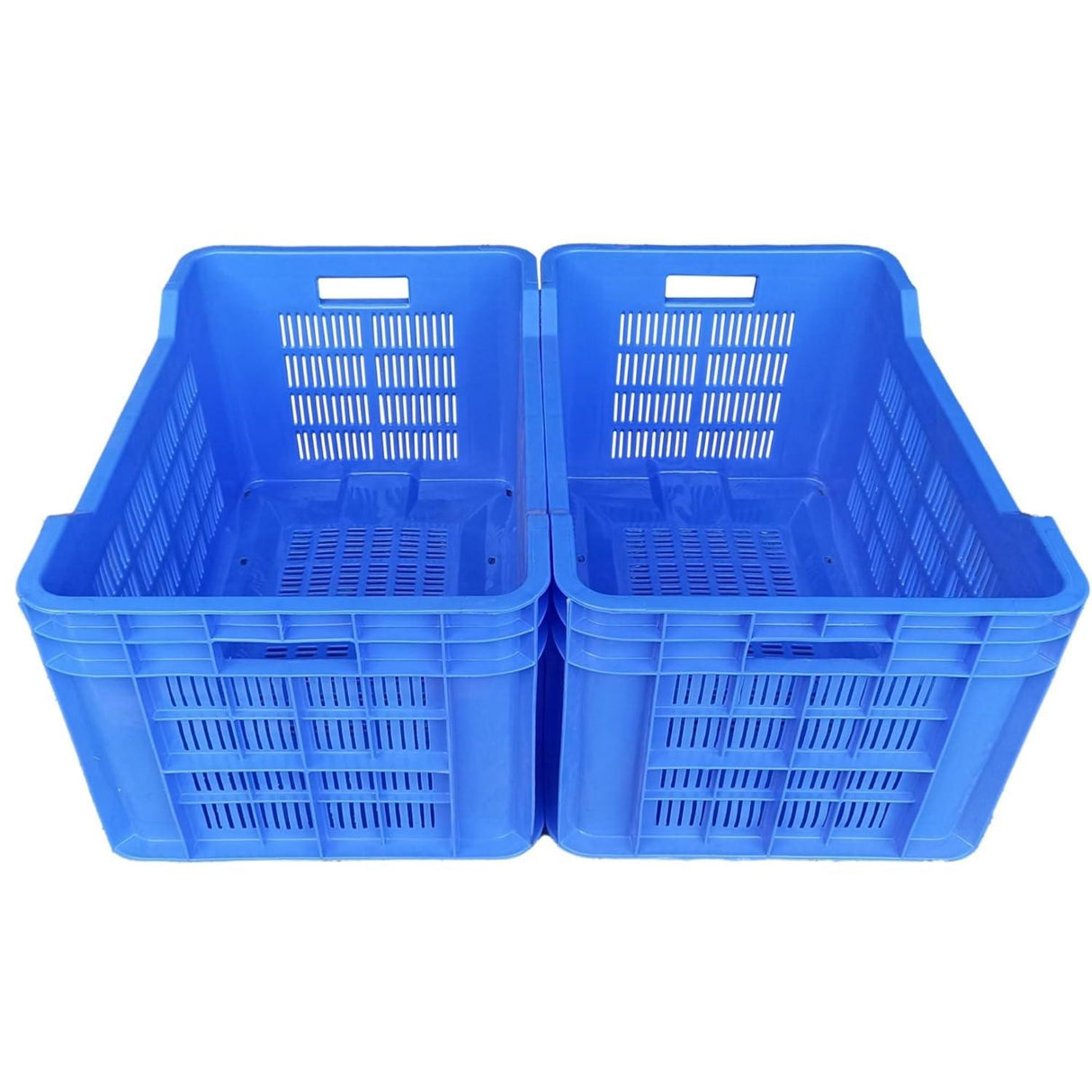 SINGHAL Heavy-Duty Big Blue Portable Plastic Crate 54x36x29 CM | Storage Crate for Vegetables, Fruits, Milk | Combo Pack of 2 | Large Shelf Basket - Singhal Mart