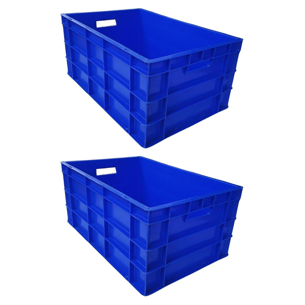 SINGHAL Heavy-Duty Big Blue Portable Plastic Crate 60x40x27 CM | Storage Crates | Shelf Basket for Large Items | Vegetable, Fruit, Milk | Pack of 2 - Singhal Mart