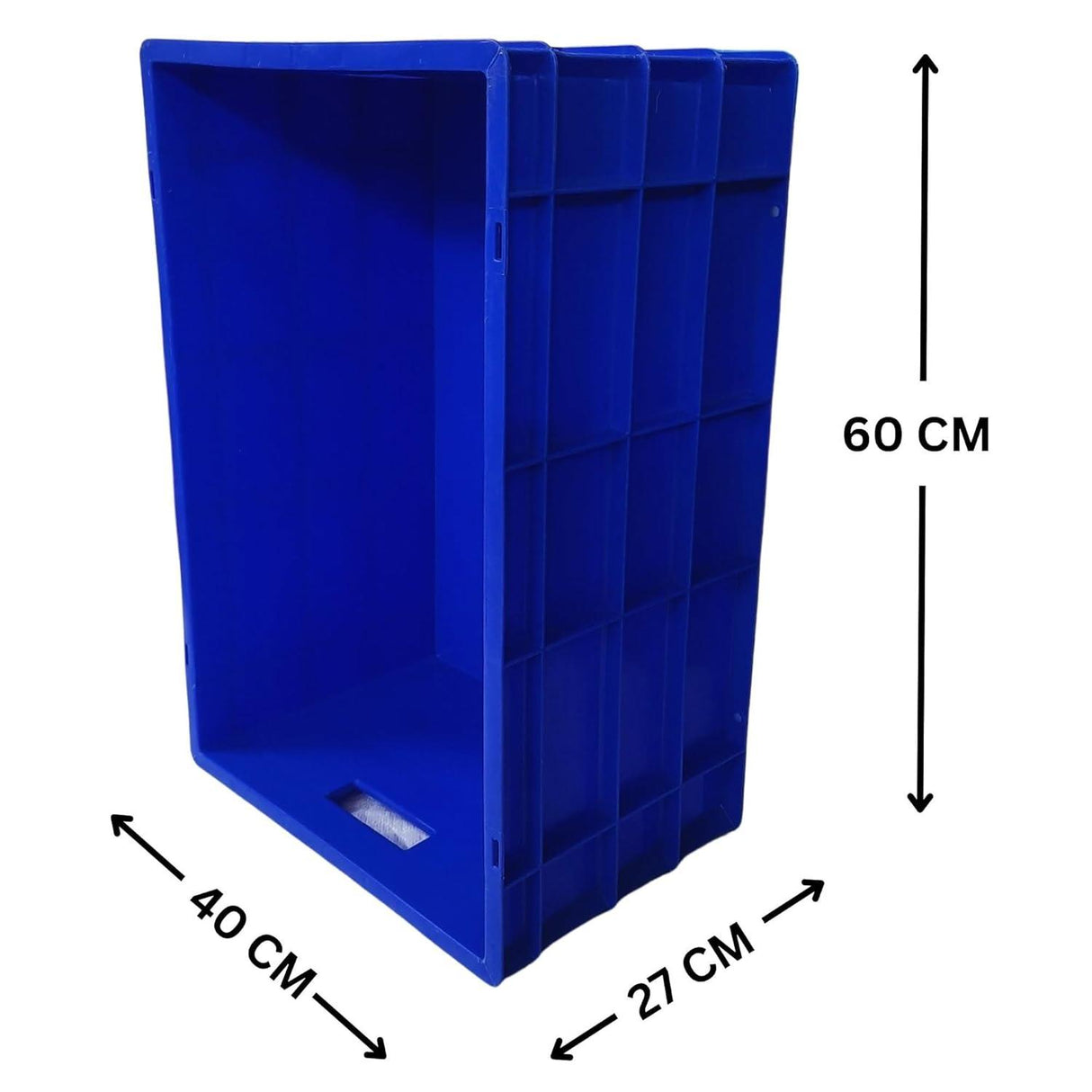 SINGHAL Heavy-Duty Big Blue Portable Plastic Crate 60x40x27 CM | Storage Crates | Shelf Basket for Large Items | Vegetable, Fruit, Milk | Pack of 2 - Singhal Mart