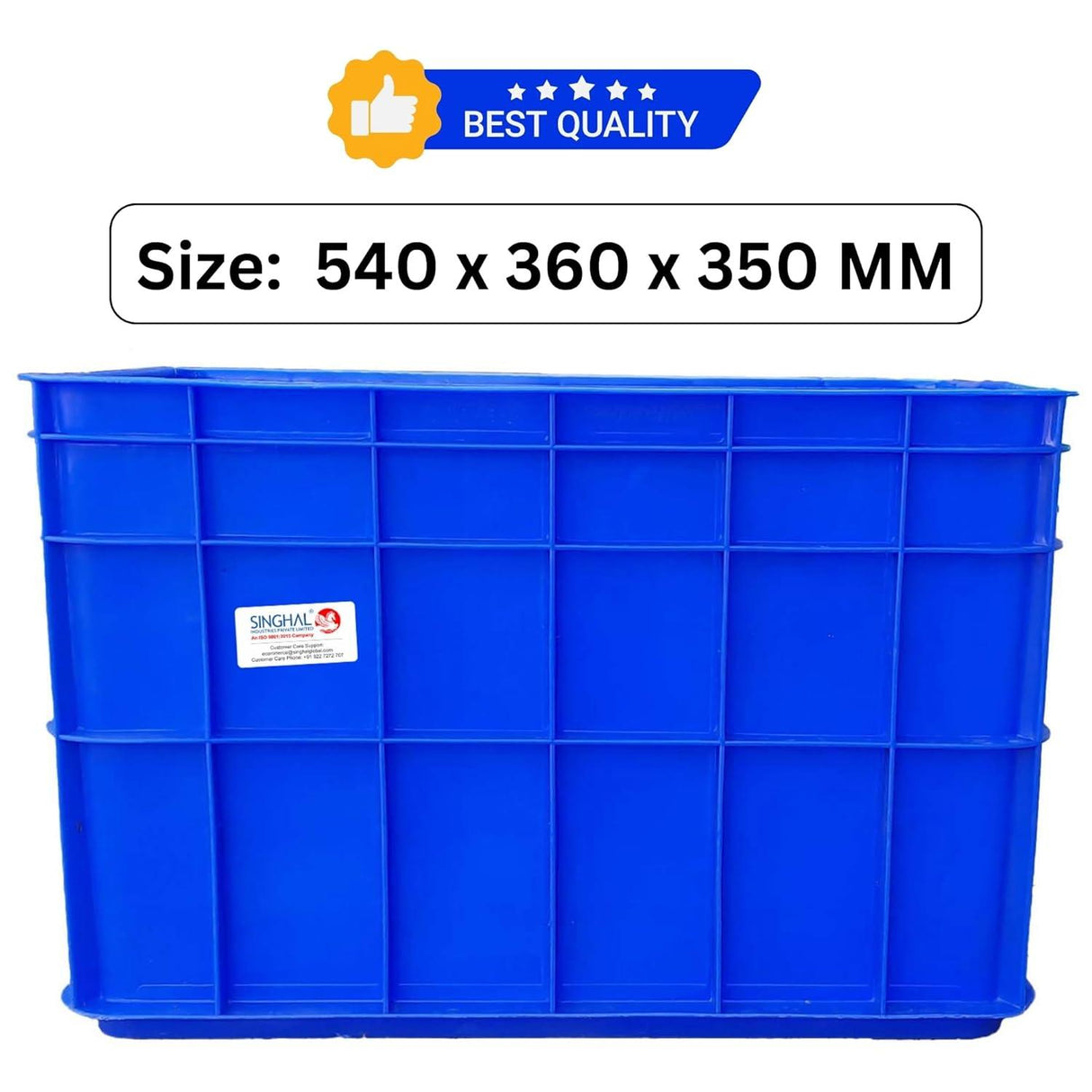 SINGHAL Heavy-Duty Blue Plastic Crate (2-Pack) – Versatile Round-Cornered Storage Bins for Fruits, Vegetables, Milk | 540 x 360 x 350 mm - Singhal Mart