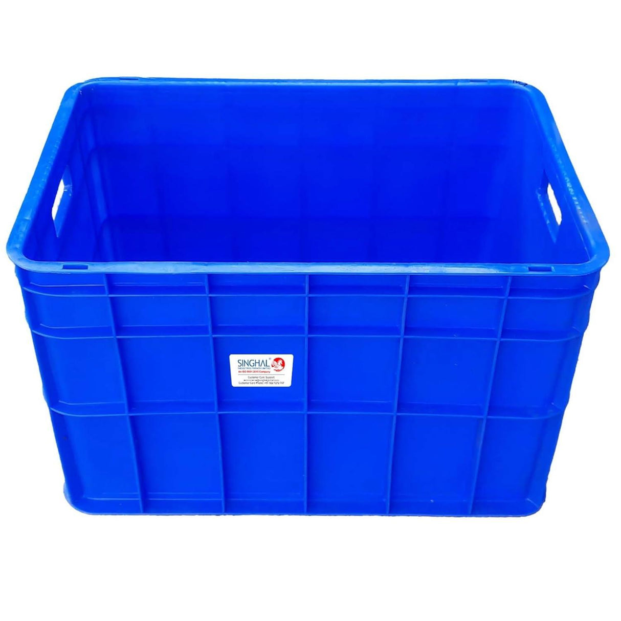 SINGHAL Heavy-Duty Blue Plastic Crate (2-Pack) – Versatile Round-Cornered Storage Bins for Fruits, Vegetables, Milk | 540 x 360 x 350 mm - Singhal Mart
