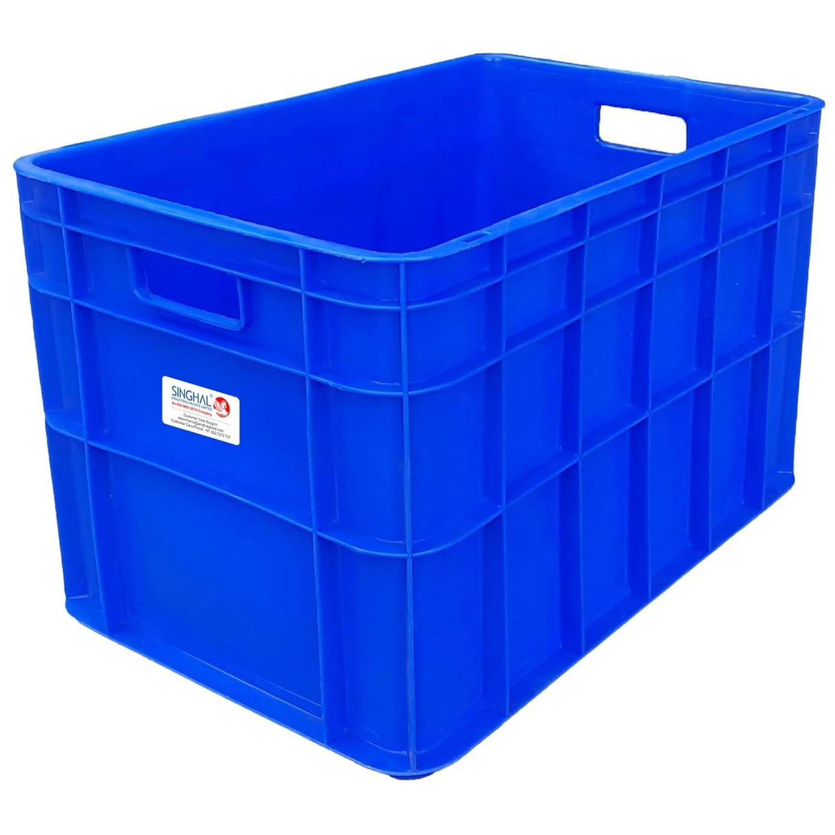 SINGHAL Heavy-Duty Blue Plastic Crate (2-Pack) – Versatile Round-Cornered Storage Bins for Fruits, Vegetables, Milk | 540 x 360 x 350 mm - Singhal Mart