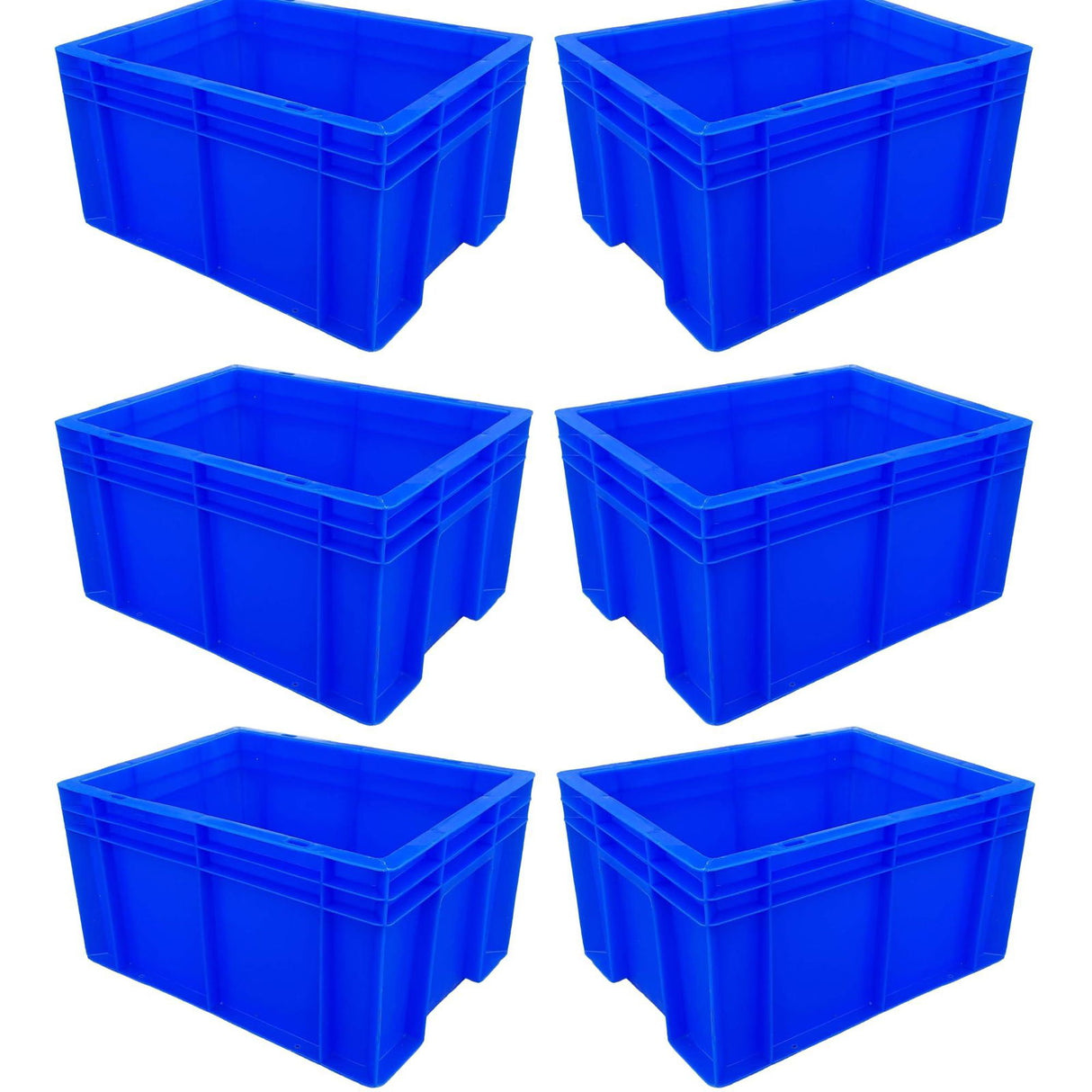 SINGHAL Heavy-Duty Blue Plastic Crates (40x30x22 cm) - Pack of 6 | Versatile Storage Baskets for Vegetables, Fruits, Milk, and More - Singhal Mart