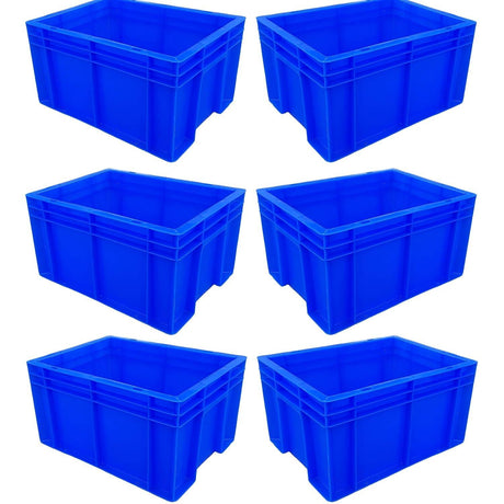 SINGHAL Heavy-Duty Blue Plastic Crates (40x30x22 cm) - Pack of 6 | Versatile Storage Baskets for Vegetables, Fruits, Milk, and More - Singhal Mart