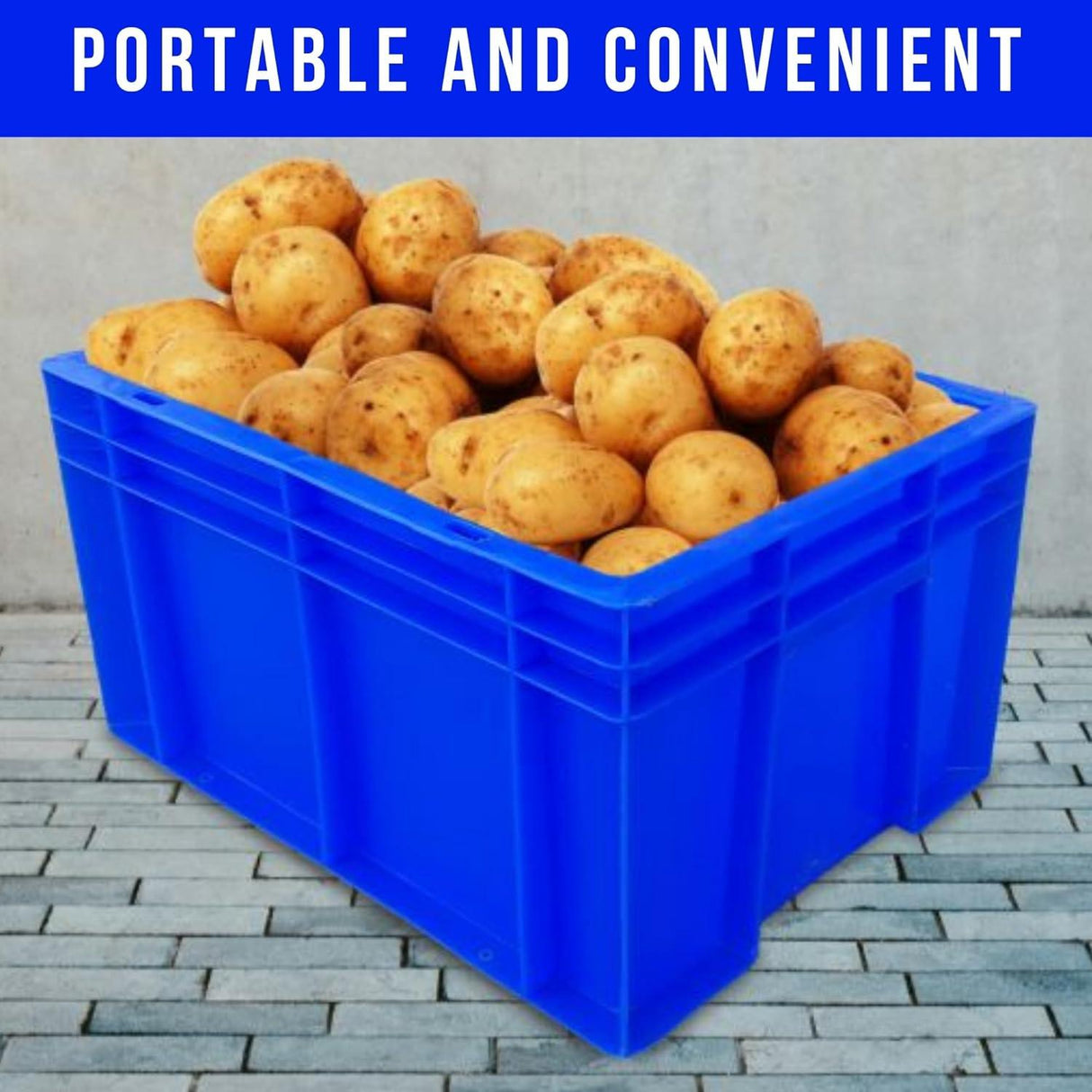 SINGHAL Heavy-Duty Blue Plastic Crates (40x30x22 cm) - Pack of 6 | Versatile Storage Baskets for Vegetables, Fruits, Milk, and More - Singhal Mart