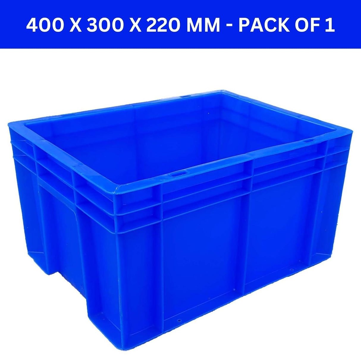 SINGHAL Heavy Duty Blue Plastic Crate 40x30x22 CM | Multipurpose Storage Bin | Shelf Basket for Vegetables, Fruits, Milk. - Singhal Mart