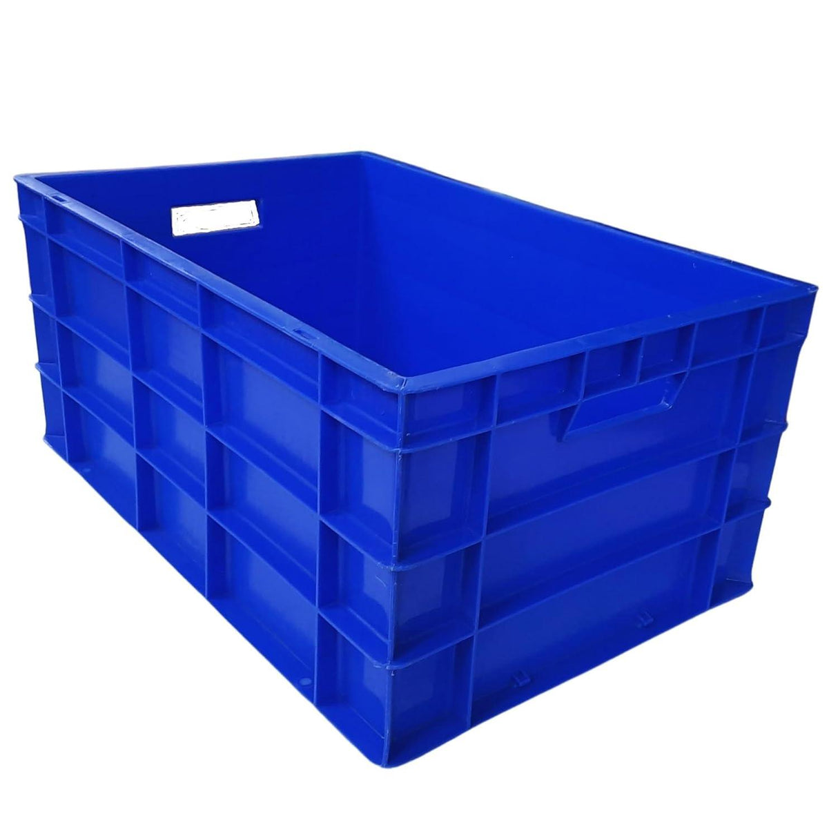 SINGHAL Heavy Duty Blue Portable Plastic Crate 60x40x27 CM | Storage Bin for Vegetables, Fruits, Milk | Large Shelf Basket for Multipurpose Use - Singhal Mart