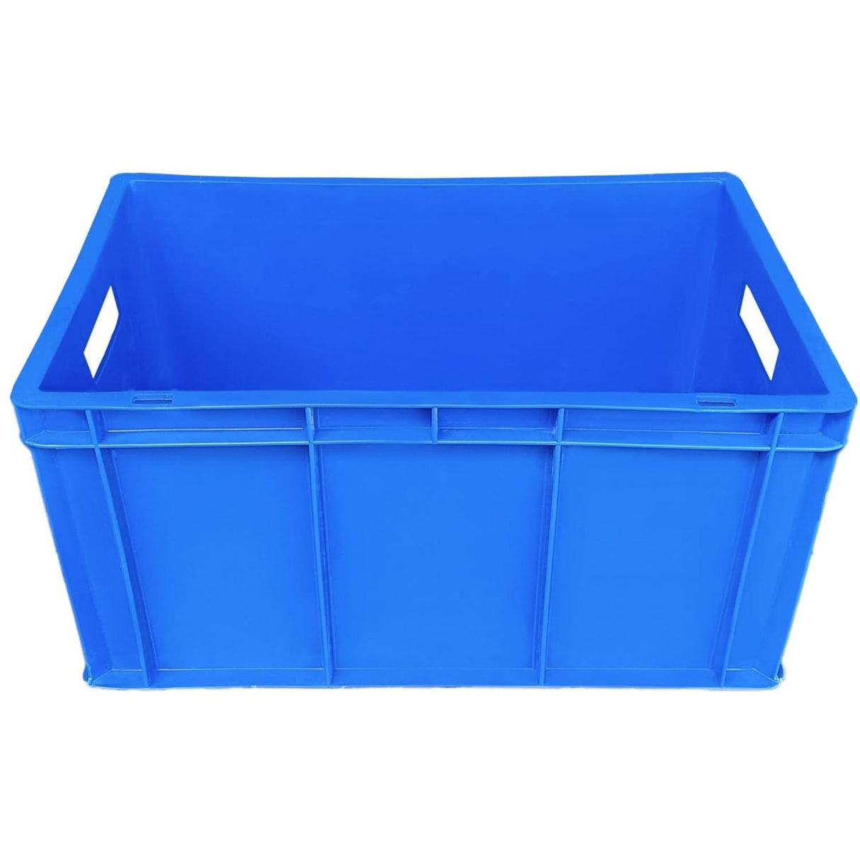SINGHAL Heavy Duty Blue Portable Plastic Crate Set of 2 | Versatile Storage for Vegetables, Fruits, Fish, Milk | Large Shelf Baskets for Organizing - Singhal Mart