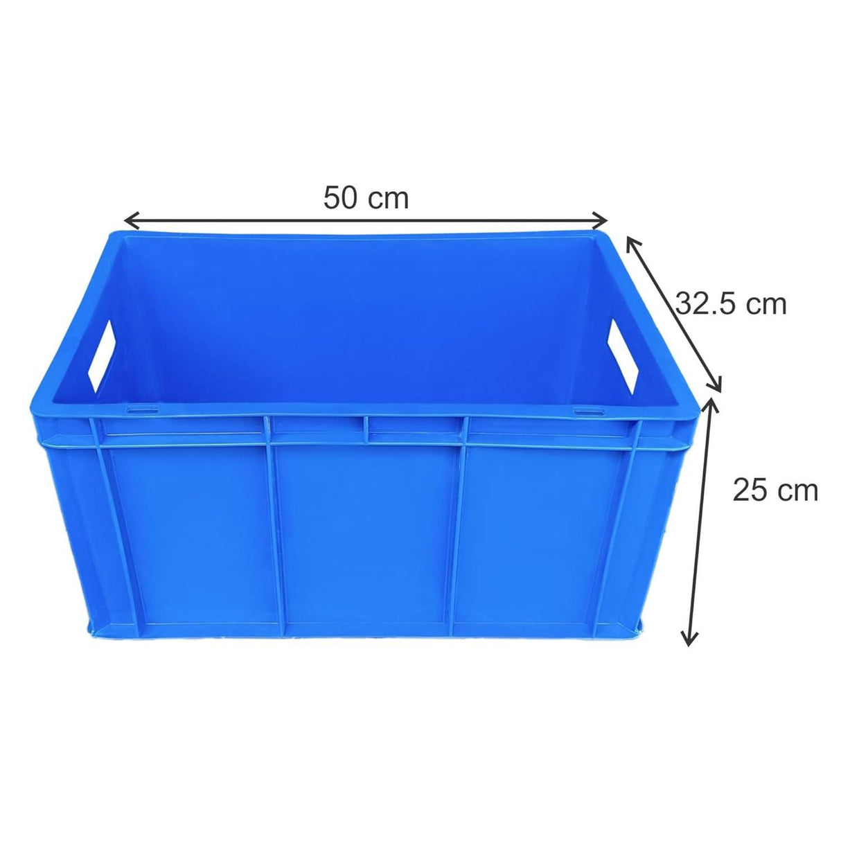 SINGHAL Heavy Duty Blue Portable Plastic Crate Set of 2 | Versatile Storage for Vegetables, Fruits, Fish, Milk | Large Shelf Baskets for Organizing - Singhal Mart